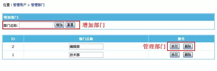 帝国cms网站管理系统部门管理